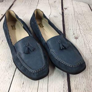 SAS "HOPE" Blue Suede Moccasin Tassel Loafers NWOT Sz 9.5